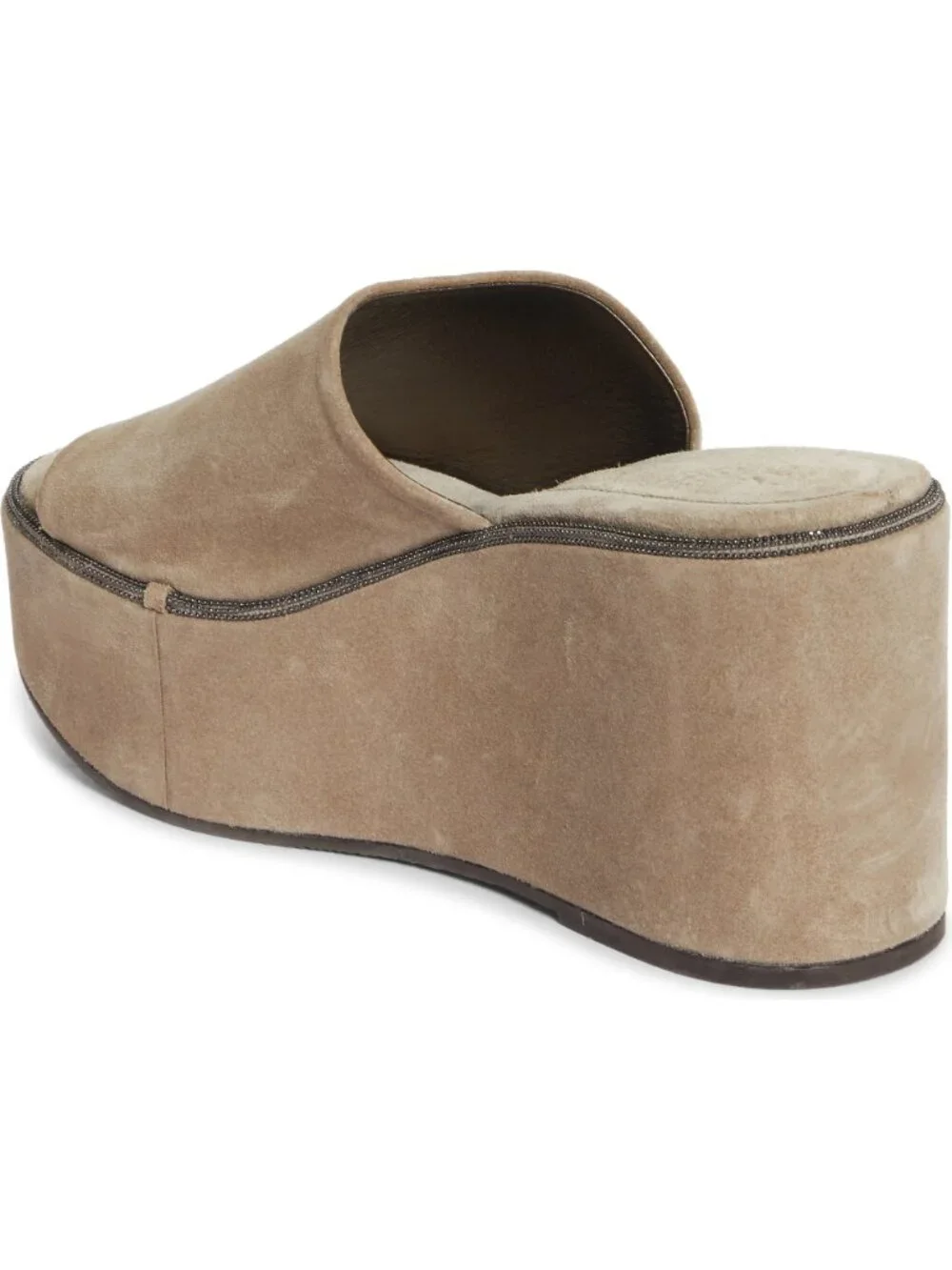 NWT Brunello Cucinelli Monili Authentic Platform Wedge Slide Sandal